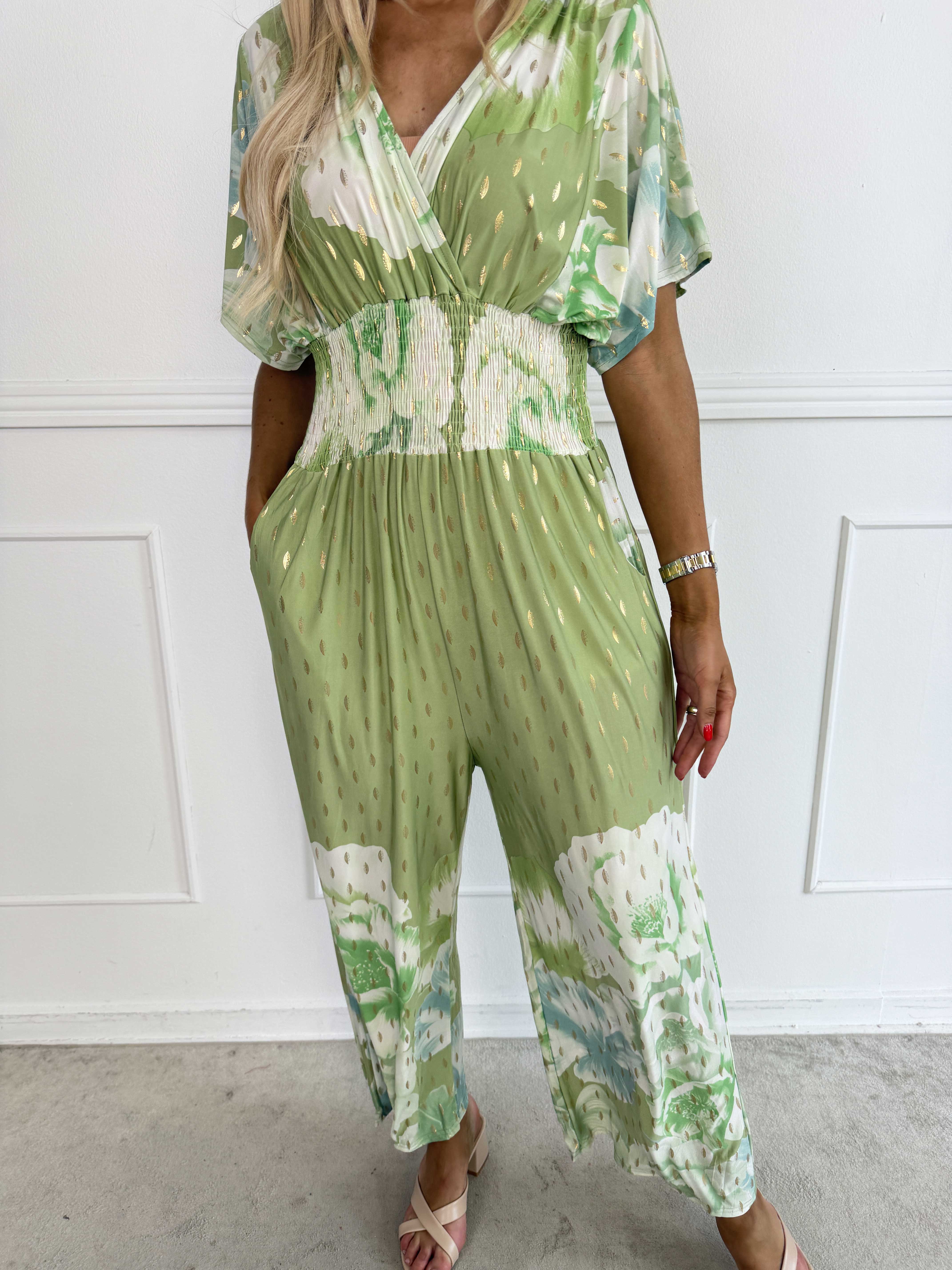 Pams Peony Jumpsuit - Elastisk buksedragt med blomstermotiver
